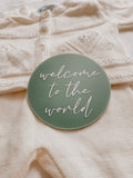 Acrylic Birth Announcement | Welcome to the world | sage