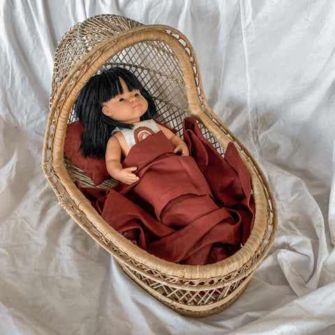 Deluxe Linen Doll Sheet Set - DARK ROSE - Baby Jones Designs