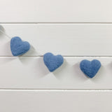 Felt heart garland in royal blue